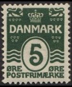 Danimarca 1905 - serie Cifra e onde: 5 ø