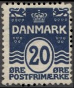 Denmark 1905 - set Numeral and waves: 20 ø