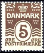 Denmark 1905 - set Numeral and waves: 5 ø