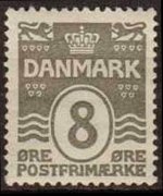Danimarca 1905 - serie Cifra e onde: 8 ø