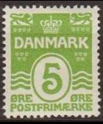 Denmark 1905 - set Numeral and waves: 5 ø