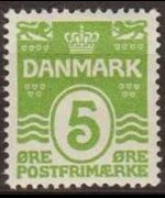 Danimarca 1905 - serie Cifra e onde: 5 ø