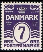 Danimarca 1905 - serie Cifra e onde: 7 ø