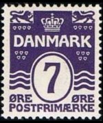 Denmark 1905 - set Numeral and waves: 7 ø