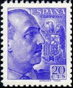Spagna 1939 - serie Effigie del Generale Franco: 20 c