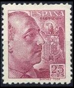 Spagna 1939 - serie Effigie del Generale Franco: 25 c