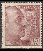 Spagna 1939 - serie Effigie del Generale Franco: 25 c