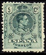 Spagna 1909 - serie Re Alfonso XIII: 5 c