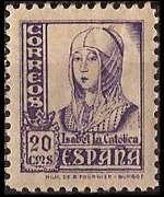 Spagna 1937 - serie Regina Isabella I: 20 c