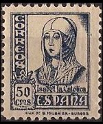 Spagna 1937 - serie Regina Isabella I: 50 c