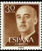 Spagna 1955 - serie Generale Franco: 30 c