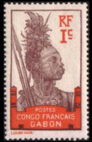 Gabon 1910 - serie Motivi coloniali: 1 c