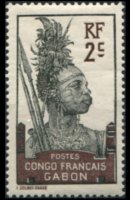 Gabon 1910 - serie Motivi coloniali: 2 c