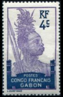 Gabon 1910 - serie Motivi coloniali: 4 c