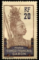 Gabon 1910 - serie Motivi coloniali: 20 c