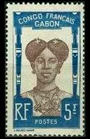 Gabon 1910 - set Colonial subjects: 5 fr