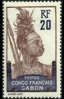 Gabon 1910 - serie Motivi coloniali: 20 c