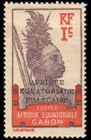 Gabon 1924 - serie Motivi coloniali - soprastampati: 1 c