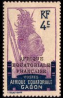 Gabon 1924 - serie Motivi coloniali - soprastampati: 4 c