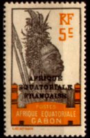 Gabon 1924 - serie Motivi coloniali - soprastampati: 5 c
