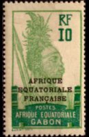 Gabon 1924 - serie Motivi coloniali - soprastampati: 10 c