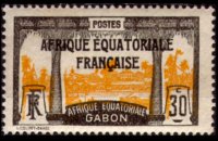 Gabon 1924 - set Colonial subjects - overprinted: 30 c