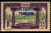 Gabon 1924 - serie Motivi coloniali - soprastampati: 35 c