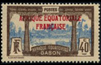 Gabon 1924 - serie Motivi coloniali - soprastampati: 40 c