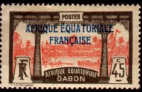 Gabon 1924 - serie Motivi coloniali - soprastampati: 45 c