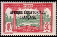 Gabon 1924 - serie Motivi coloniali - soprastampati: 50 c