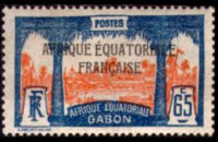 Gabon 1924 - serie Motivi coloniali - soprastampati: 65 c