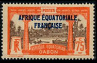 Gabon 1924 - serie Motivi coloniali - soprastampati: 75 c