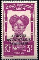 Gabon 1924 - serie Motivi coloniali - soprastampati: 3 fr