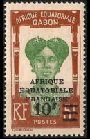 Gabon 1924 - serie Motivi coloniali - soprastampati: 10 fr su 5 fr