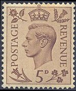 Regno Unito 1937 - serie Effigie di Giorgio VI: 5 d