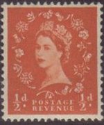 Regno Unito 1952 - serie Effigie di Elisabetta II: 0,5 d