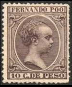 Fernando Pò 1894 - set King Alfonso XIII: 10 c