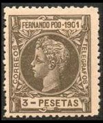 Fernando Pò 1901 - serie Re Alfonso XIII: 3 ptas