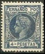 Fernando Pò 1903 - set King Alfonso XIII: 4 ptas