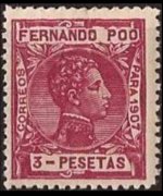 Fernando Pò 1907 - serie Re Alfonso XIII: 3 ptas