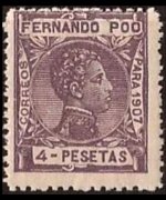 Fernando Pò 1907 - serie Re Alfonso XIII: 4 ptas