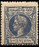 Fernando Pò 1900 - serie Re Alfonso XIII: 5 c