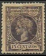 Fernando Pò 1900 - serie Re Alfonso XIII: 15 c