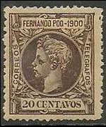Fernando Pò 1900 - serie Re Alfonso XIII: 20 c