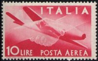 Italia 1945 - serie Democratica - filigrana ruota alata: 10 L