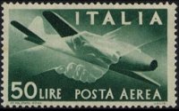 Italia 1945 - serie Democratica - filigrana ruota alata: 50 L