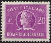 Italia 1955 - serie Italia Turrita - filigrana stelle: 20 L
