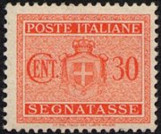 Italia 1945 - serie Stemma senza fasci - filigrana ruota alata: 30 c