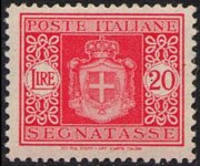 Italia 1945 - serie Stemma senza fasci - filigrana ruota alata: 20 L