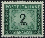Italia 1947 - serie Cifra in ornato - filigrana ruota alata: 2 L